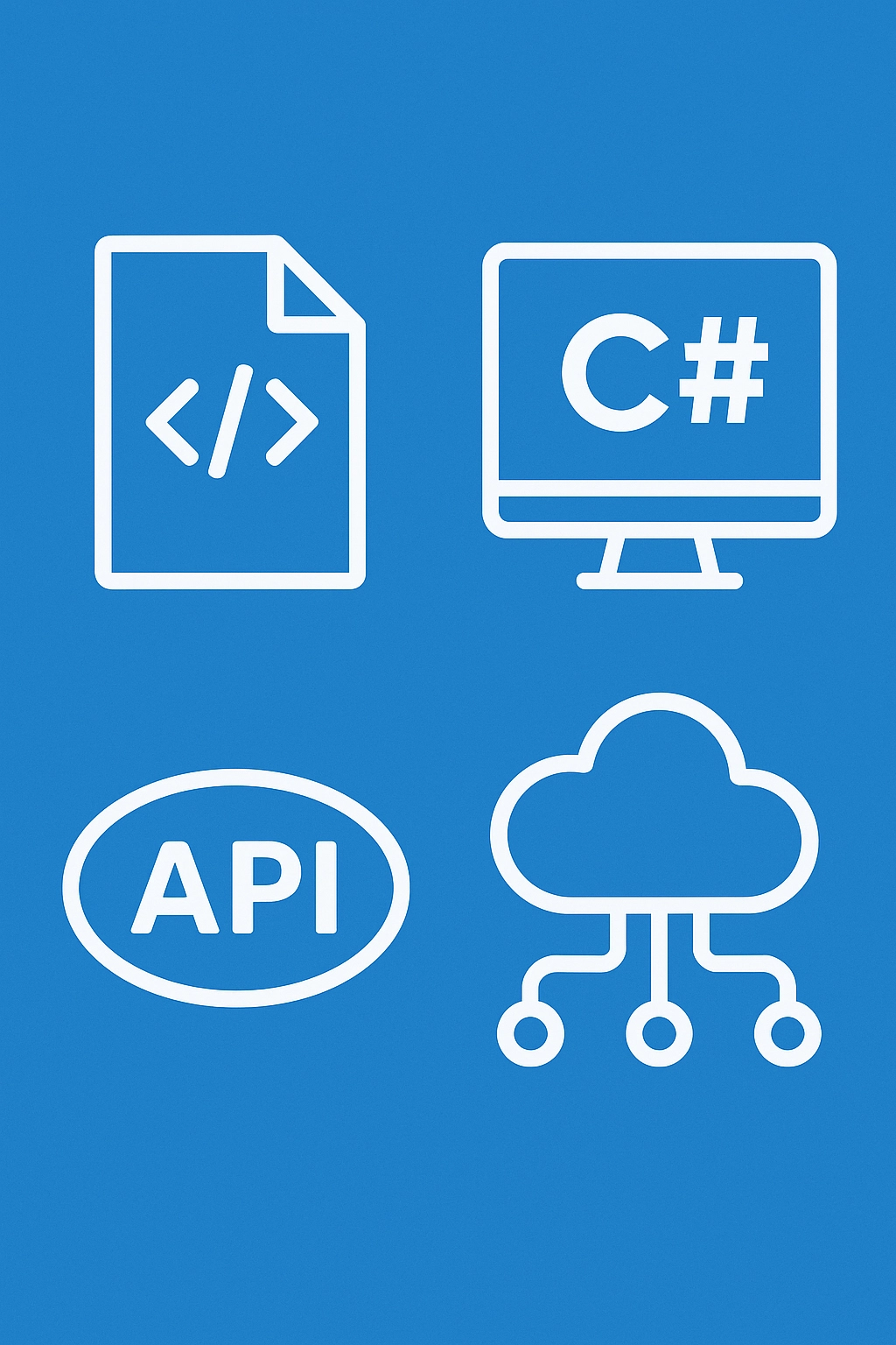 Illustration of C# and ASP.NET API development icons