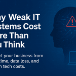 Blue Digital Image Showing It Failure Concept with Warning Icon and Circuitry Design