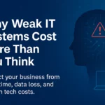 Blue Digital Image Showing It Failure Concept with Warning Icon and Circuitry Design